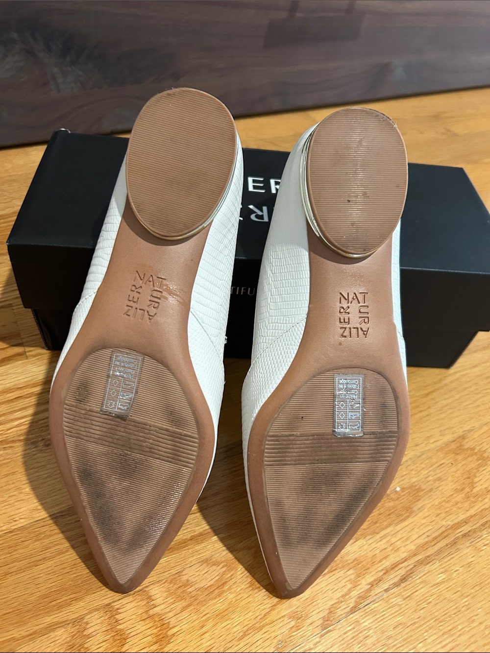 Naturalizer Havana Pointed-Toe Flats in Warm White Lizard-Texture - Picture 3 of 6